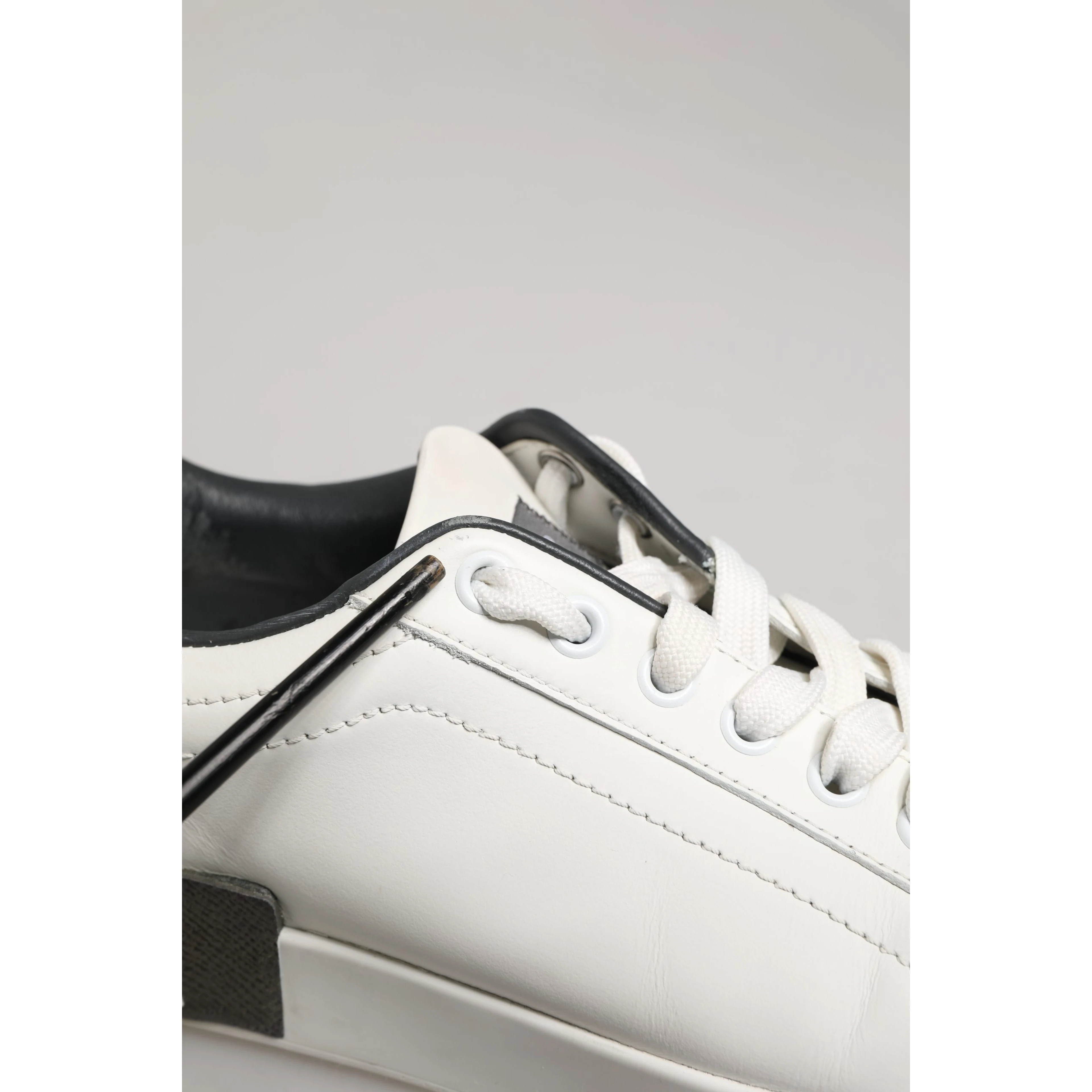 White Black Portofino Leather Sneakers Shoes