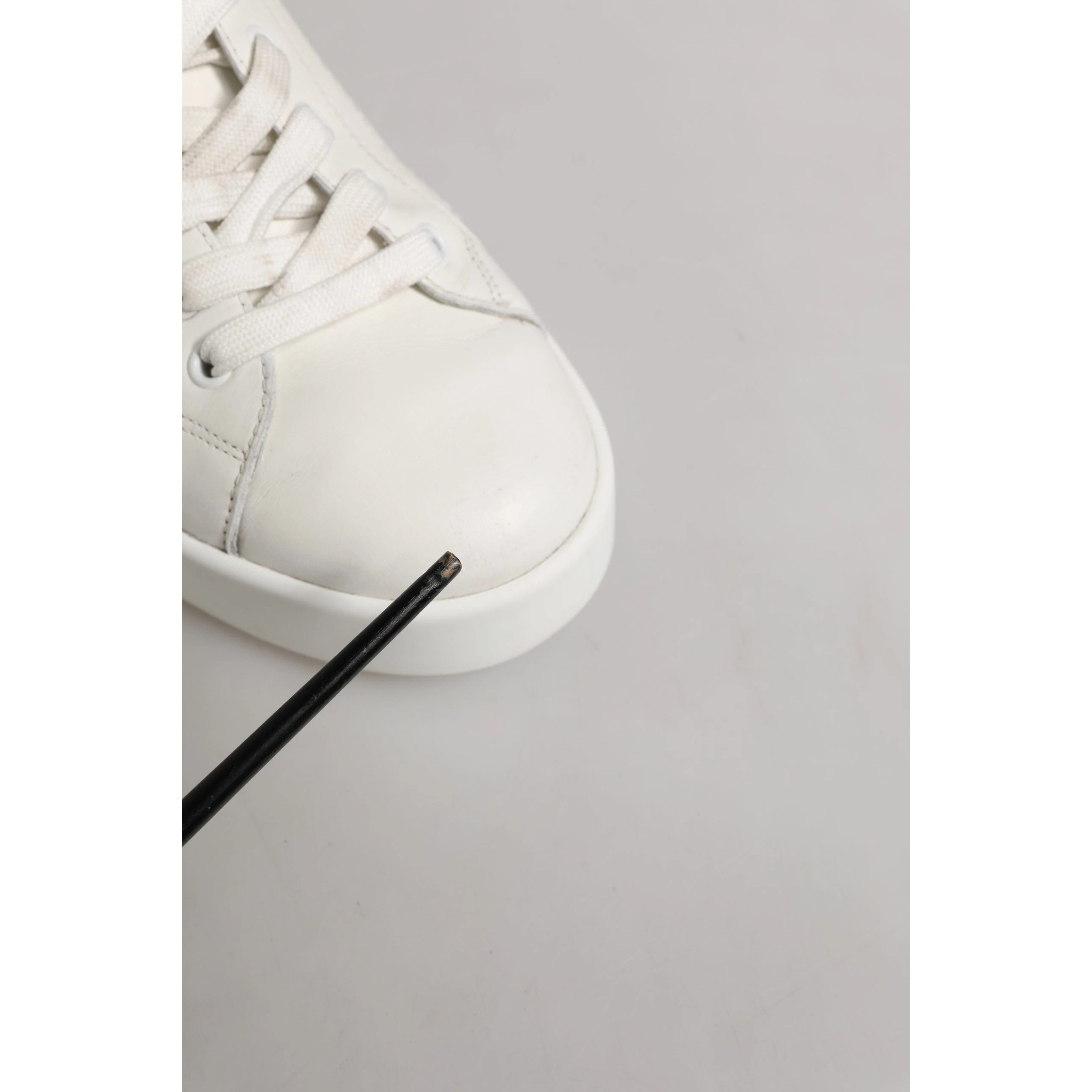 White Black Portofino Leather Sneakers Shoes