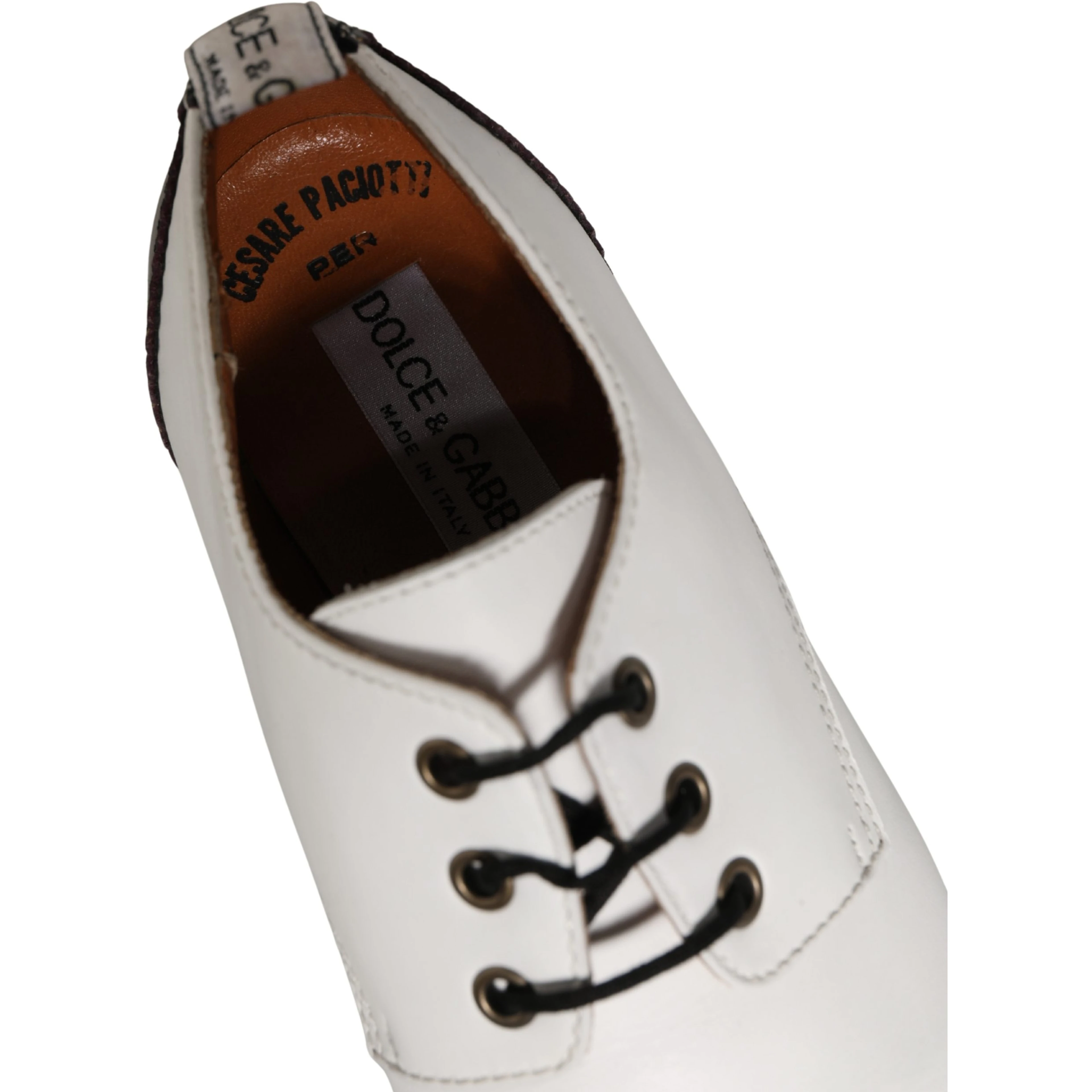 Black White Leather Derby Shoes