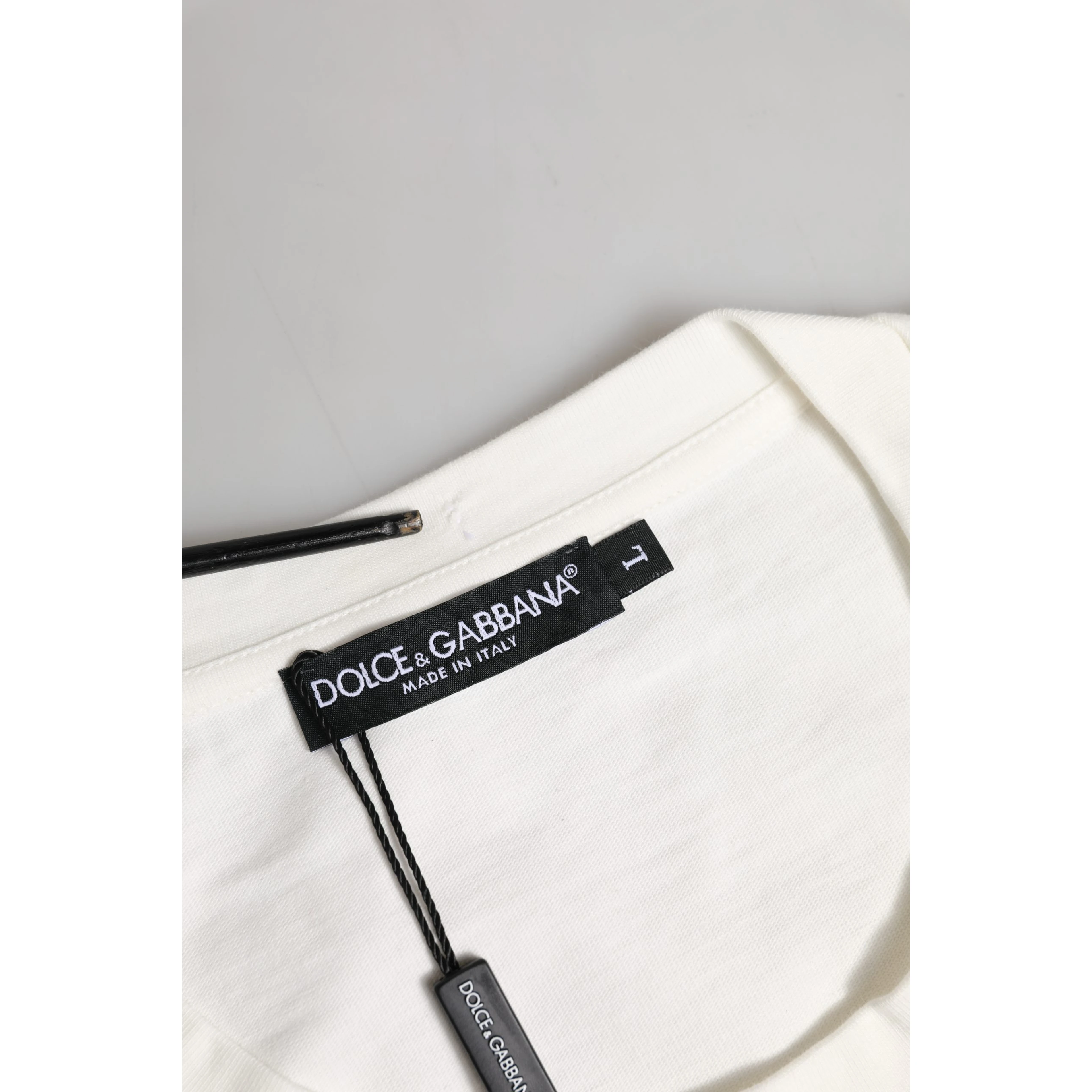 White Cotton Logo Print Men Crewneck T-shirt