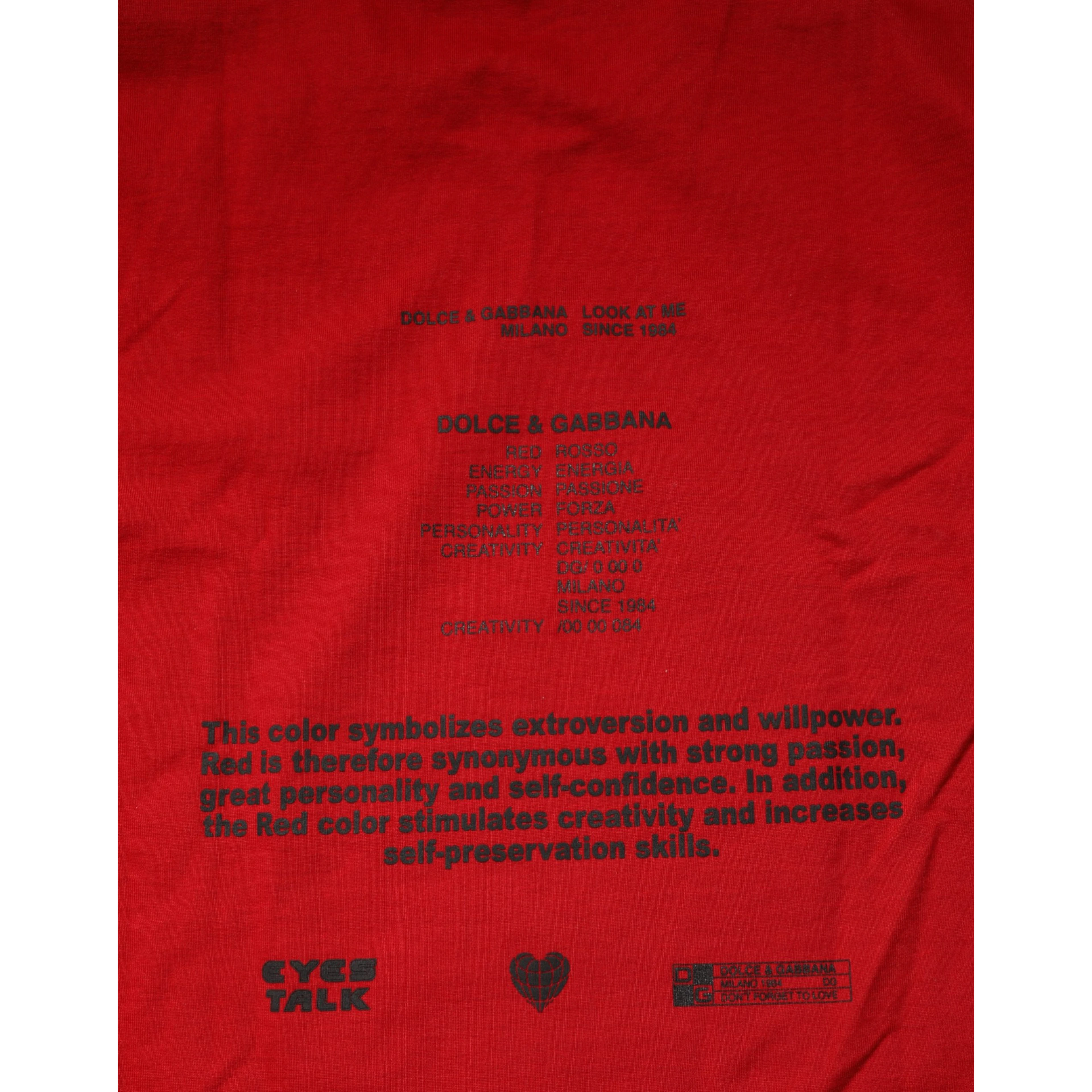 Red DG Eye Print Cotton Crew Neck T-shirt
