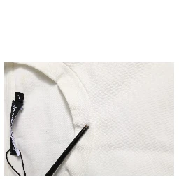 White Cotton Logo Print Men Crewneck T-shirt