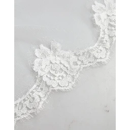 White Floral Lace Nylon Floor Length Long Wedding Veil