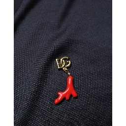Dark Blue DG Logo Silk Men Crew Neck T-shirt