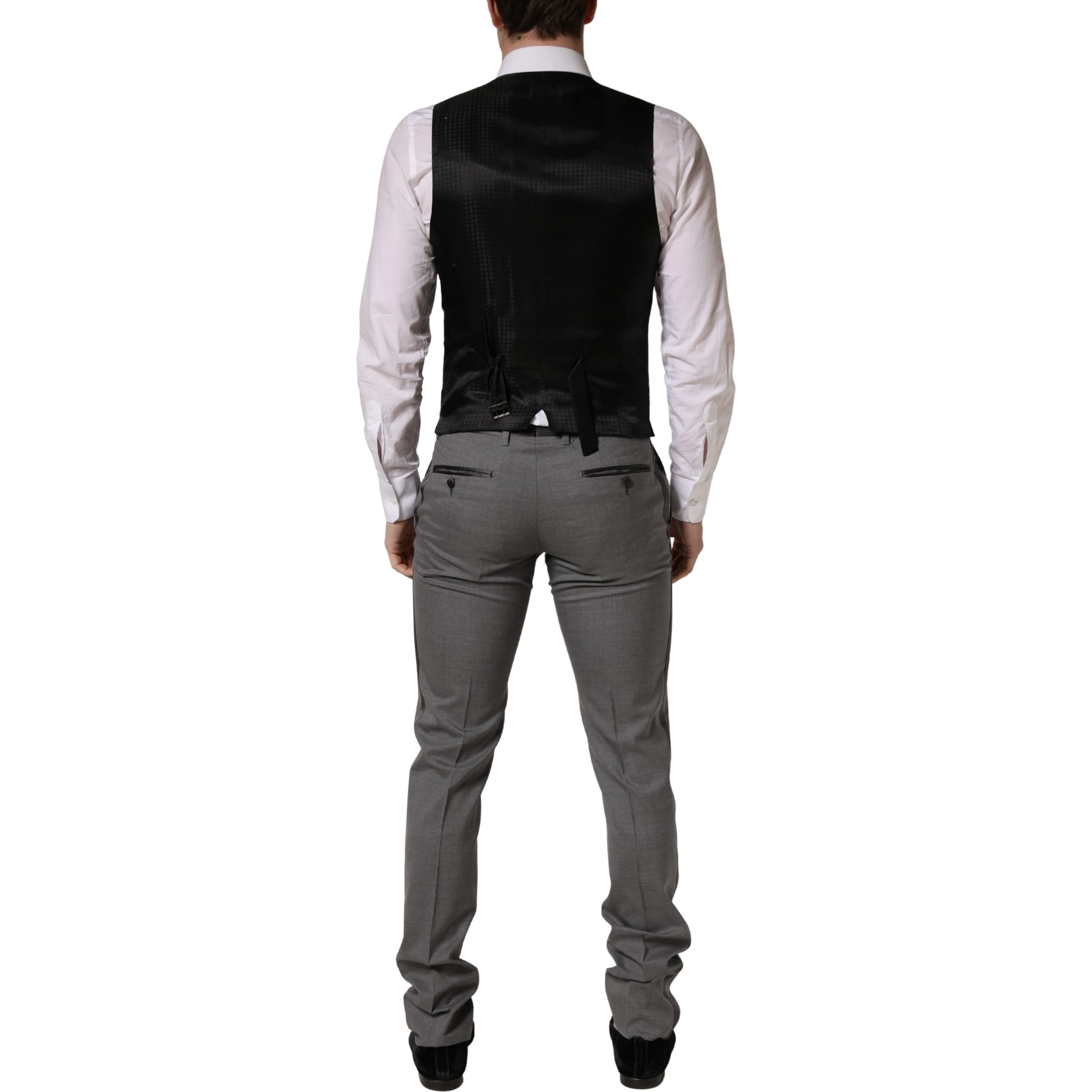 Gray Wool Single Breasted 1 Button 3PC Suit