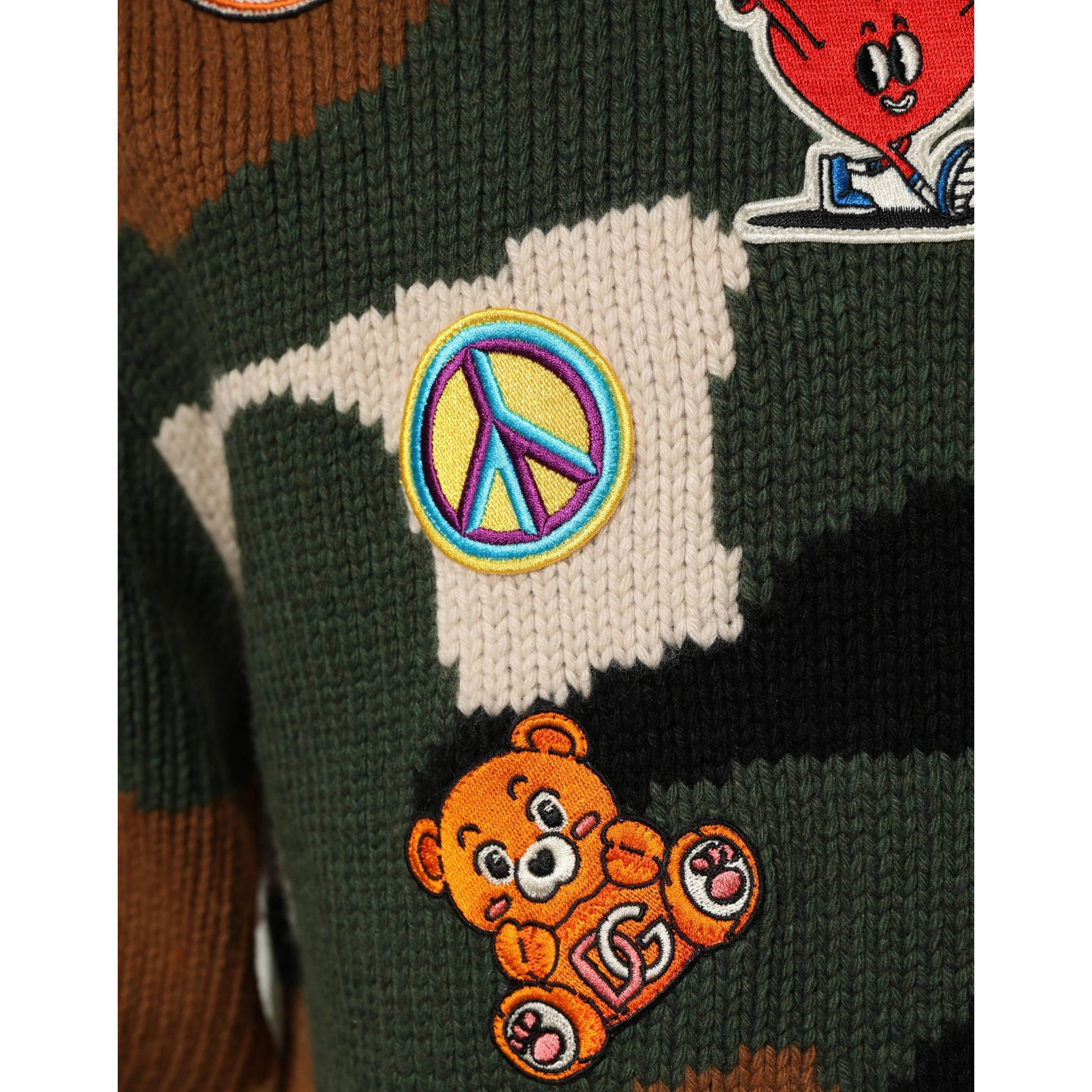 Multicolor Intarsia-Knit Camouflage Pullover Sweater