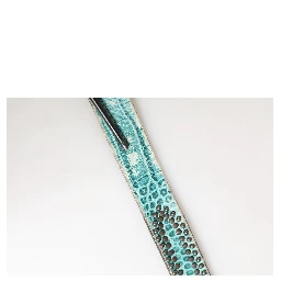 Women Green Leather Croco Print Studded Belt