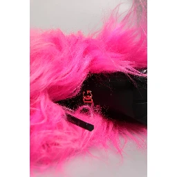 Pink Faux Fur Leather High Heels Boots Shoes