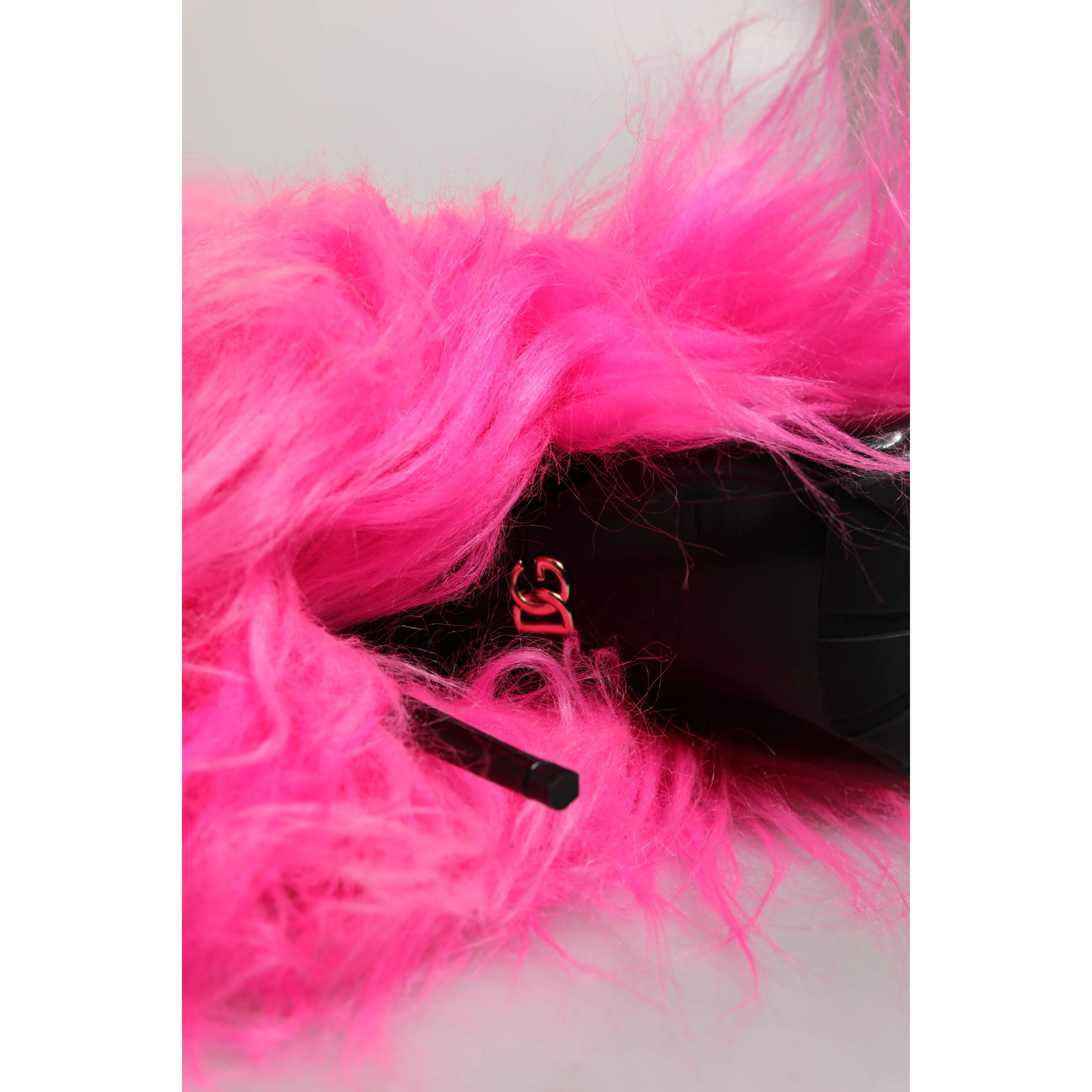 Pink Faux Fur Leather High Heels Boots Shoes