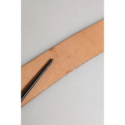 Beige Genuine Leather Wide Waist Metal Buckle Belt