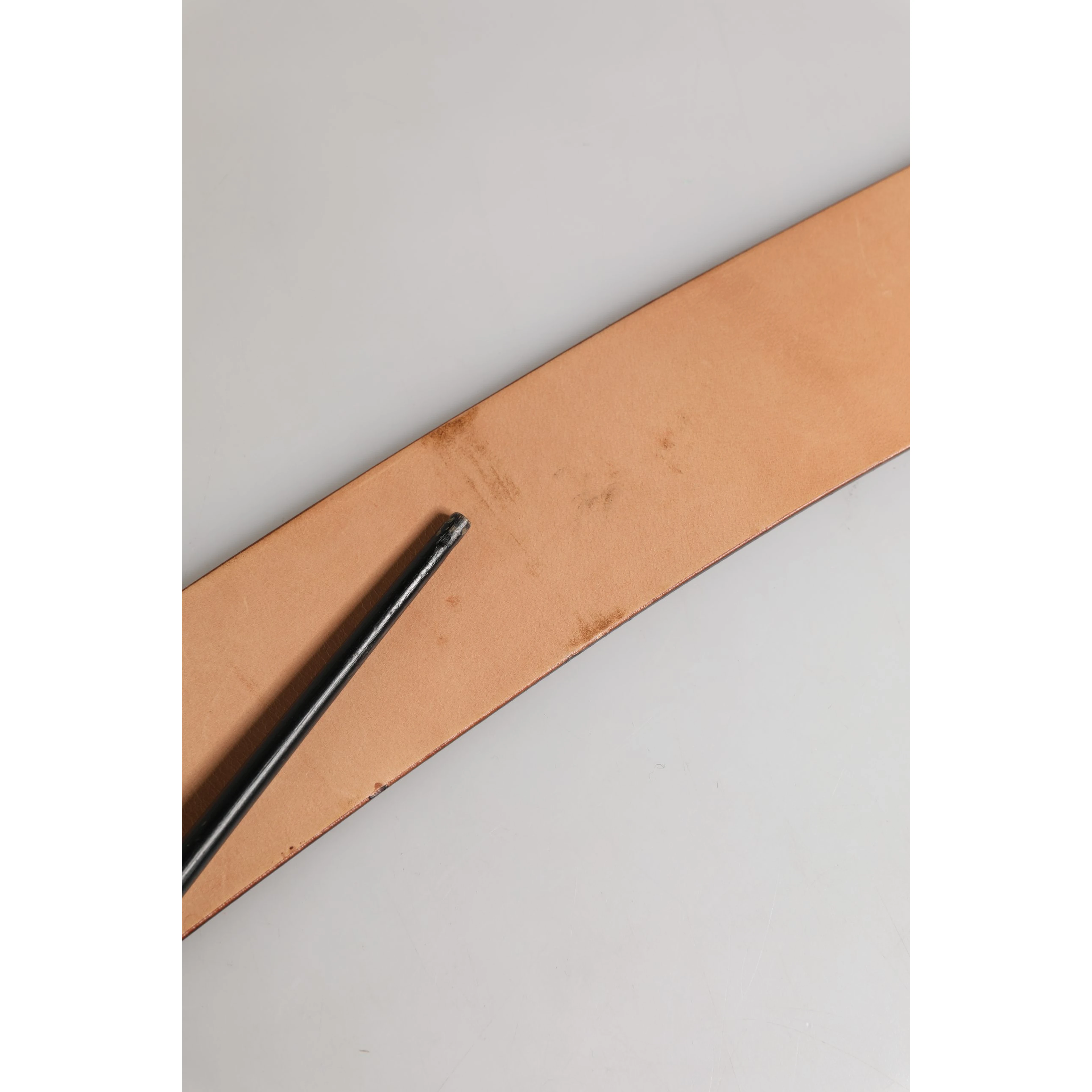 Beige Genuine Leather Wide Waist Metal Buckle Belt