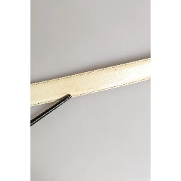 Beige Leather Logo Waist Women Gold Metal Buckle Belt