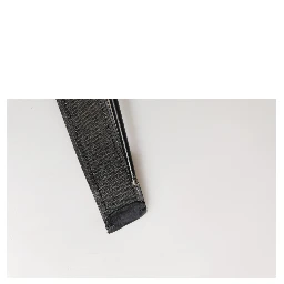 Black Leather Cotton Logo Metal Buckle Belt