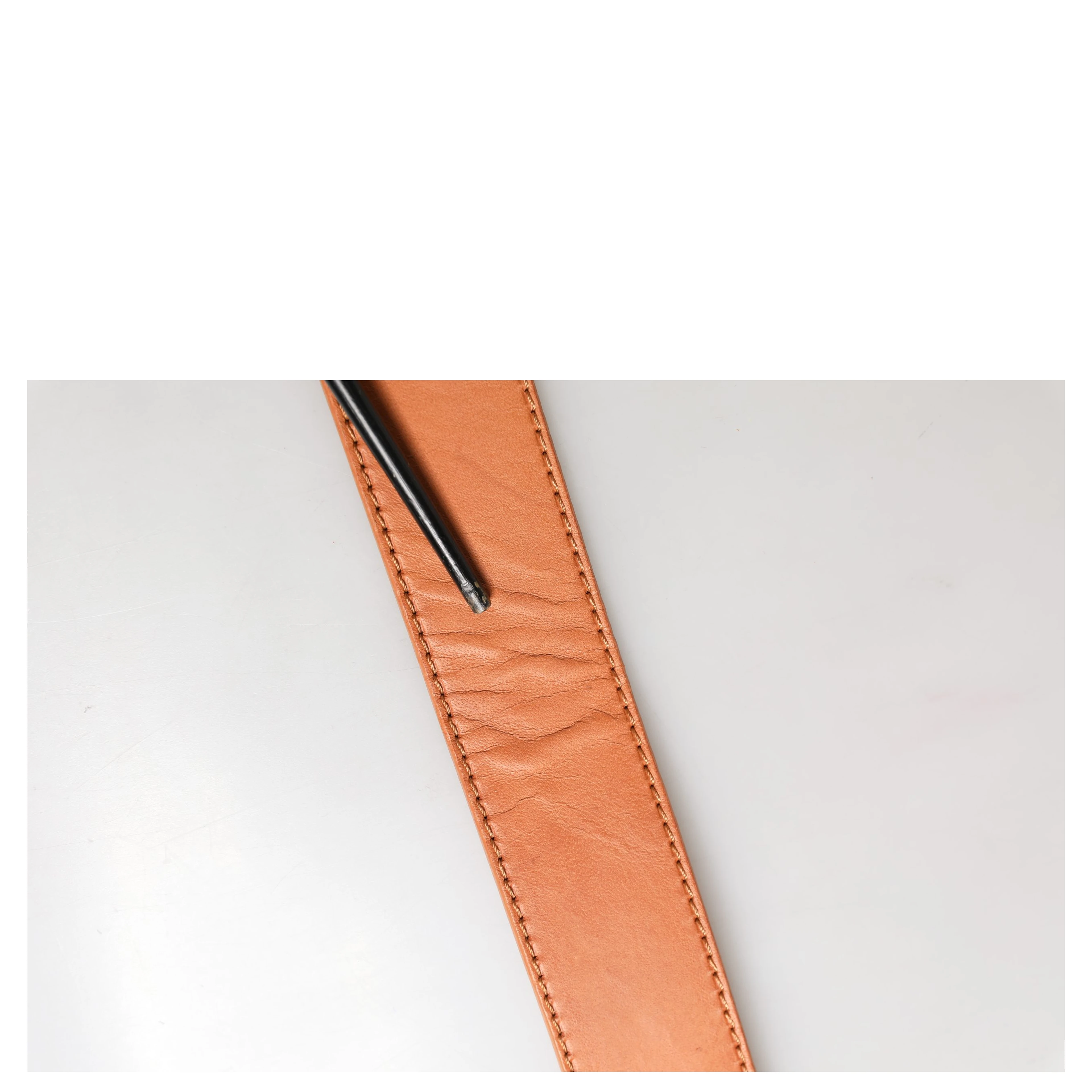 Orange Leather Hexagon Metal Buckle Waist Women Belt