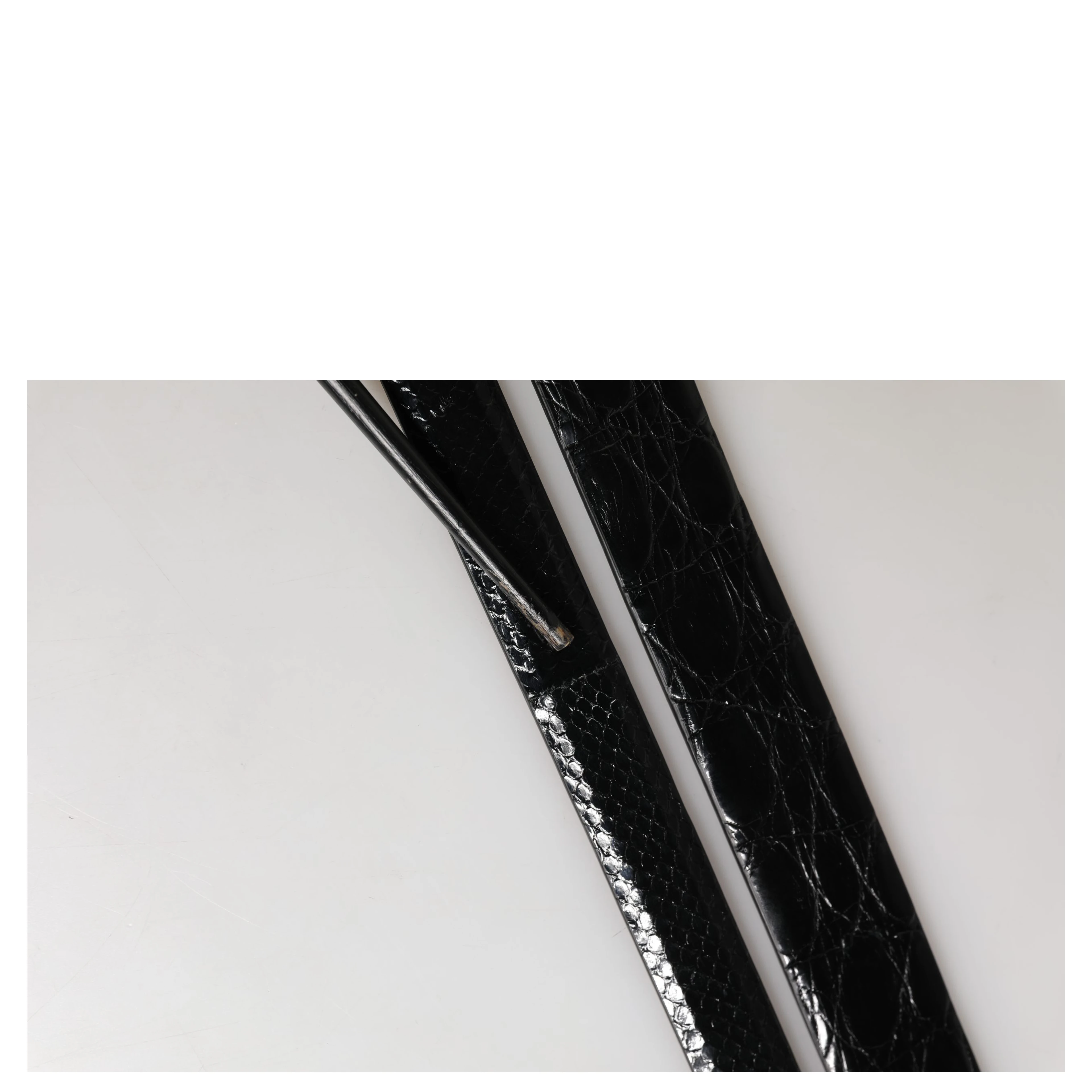 Men Black Exotic Leather Double Strap Belt