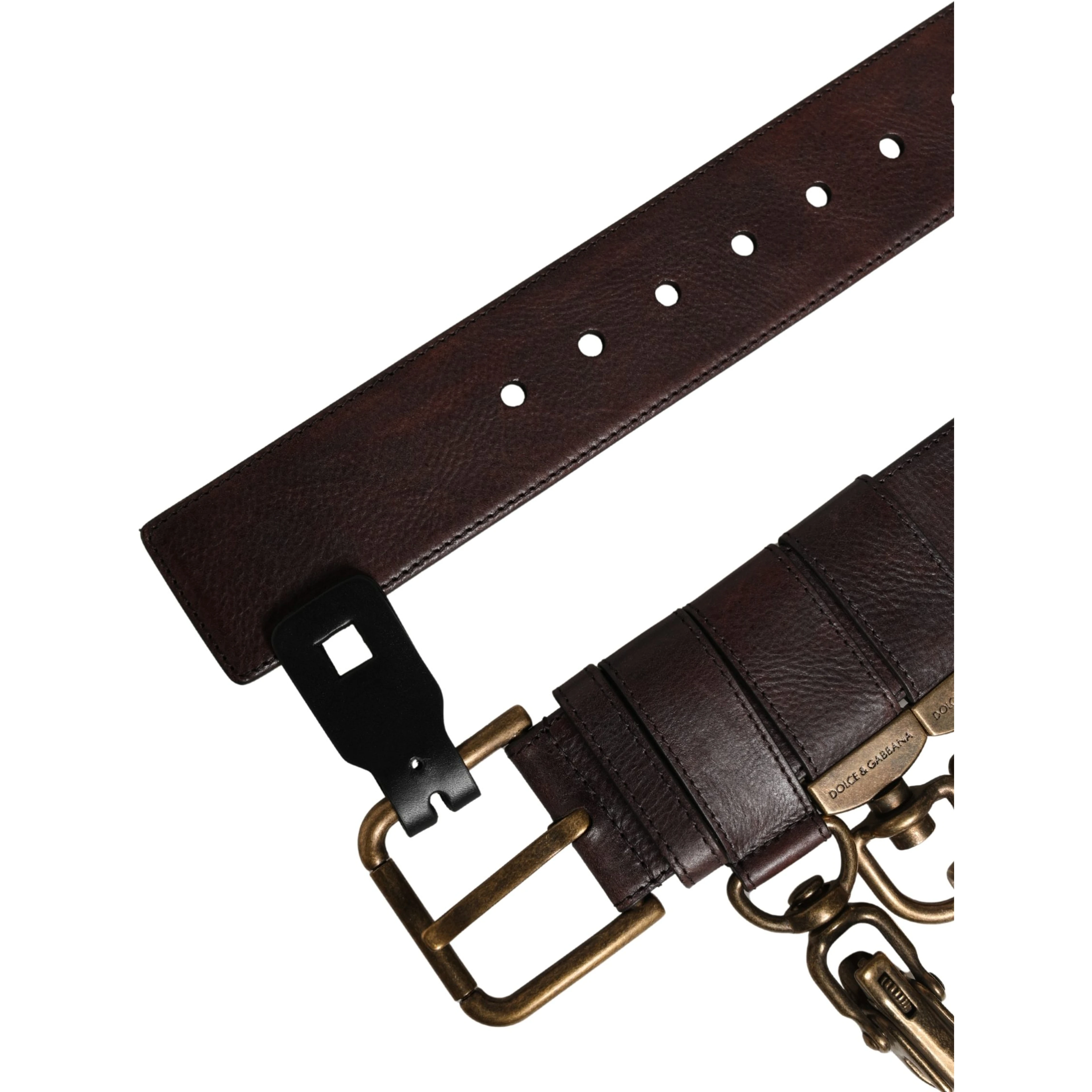Men Brown Calfskin Leather Metal Buckle Belt