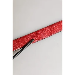 Men Red Exotic Leather Metal Buckle Belt