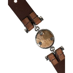 Men Brown Classic Leather Metal Buckle Belt