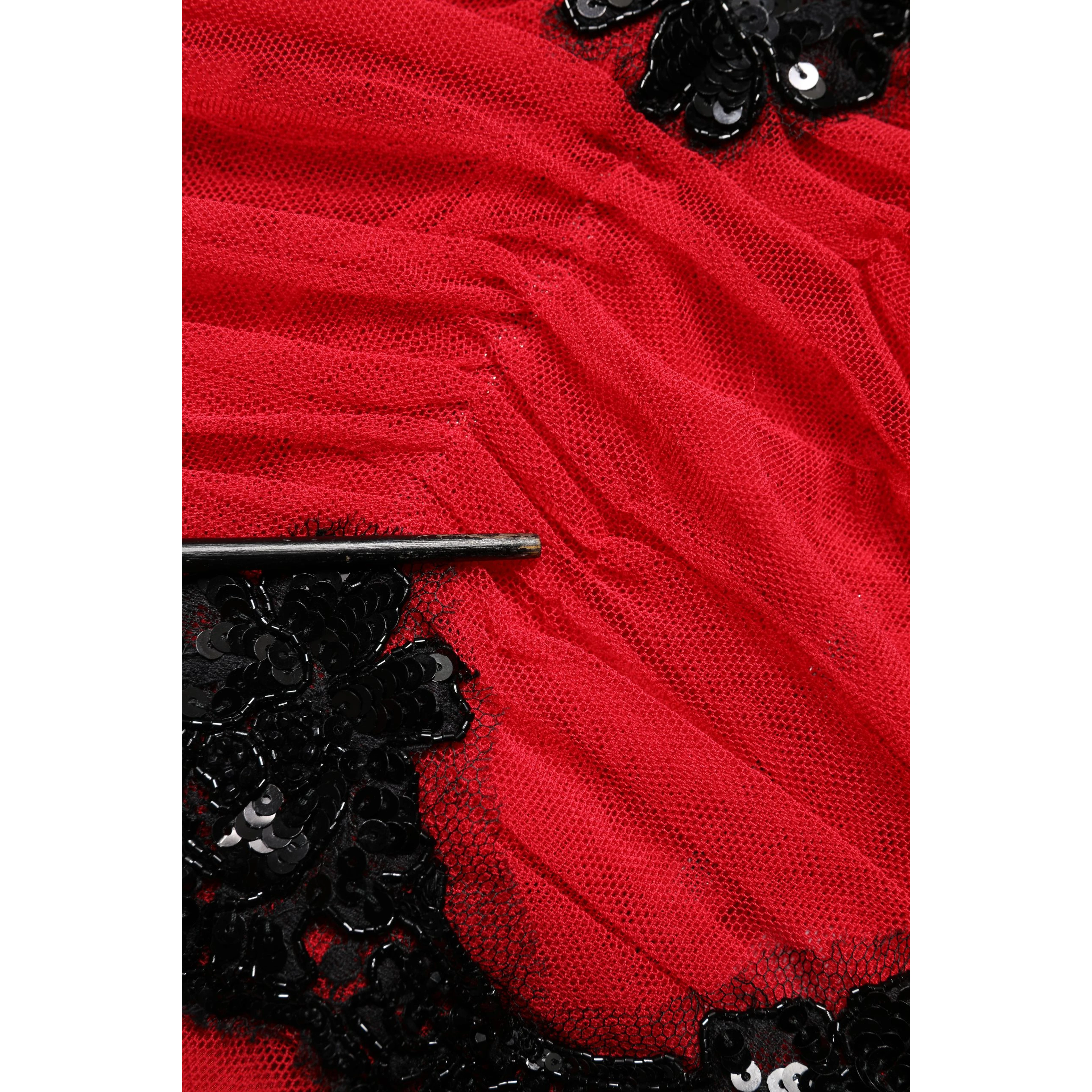 Red Mesh Trim Bodycon Sheath Midi Dress