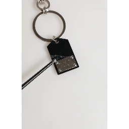 Black Silver Brass LogoPlaque Metal Ring Keyring  Keychain