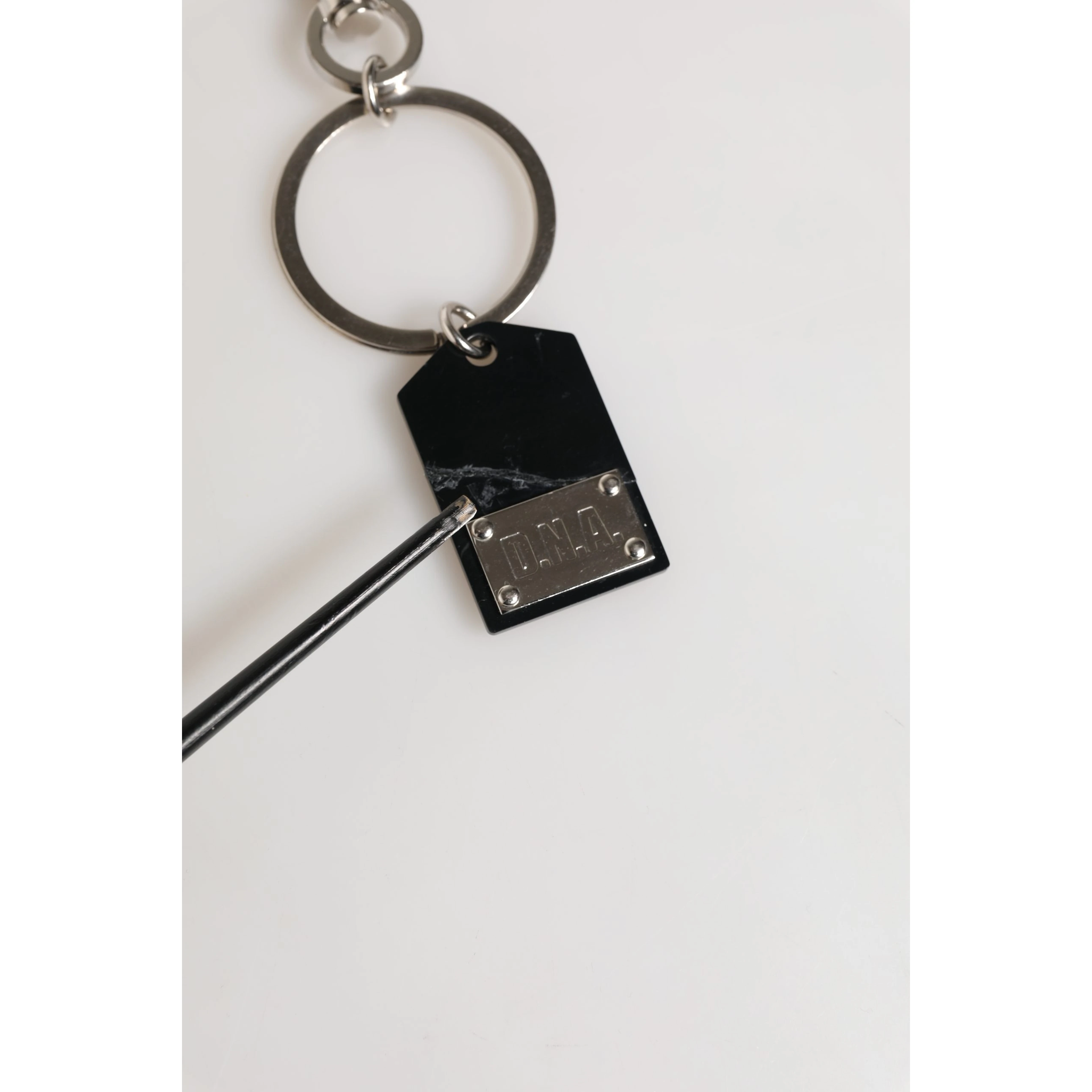 Black Silver Brass LogoPlaque Metal Ring Keyring  Keychain