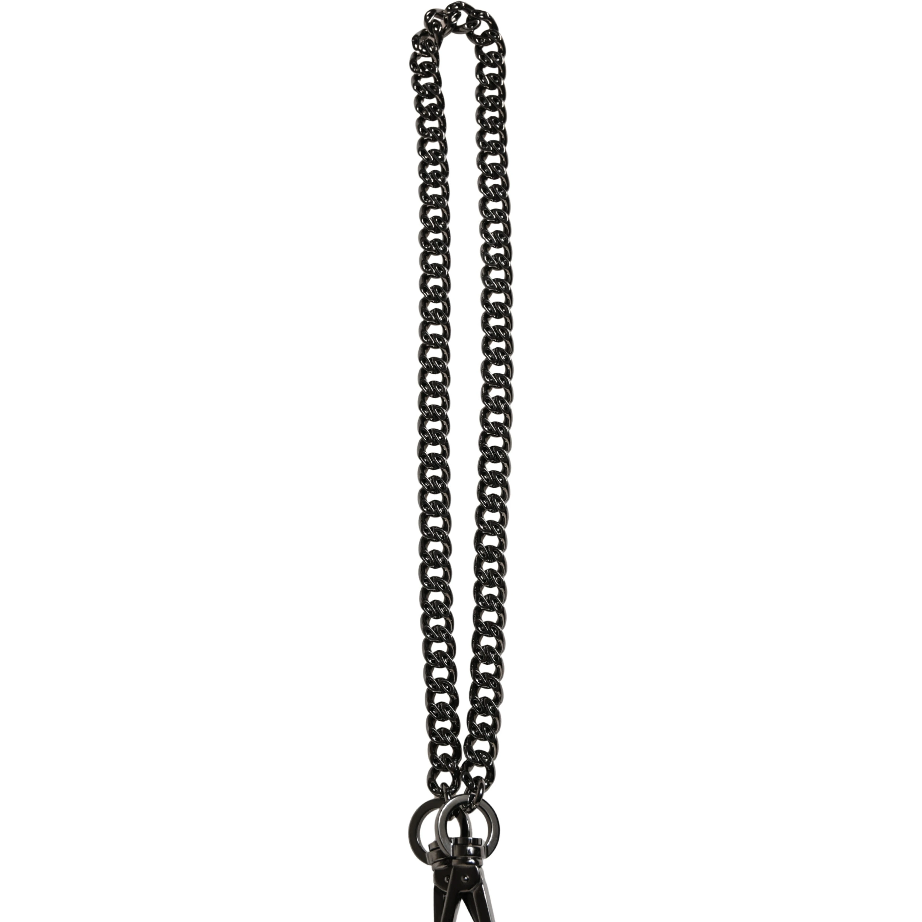 Black Leather Silver Chain Waist Men Belt