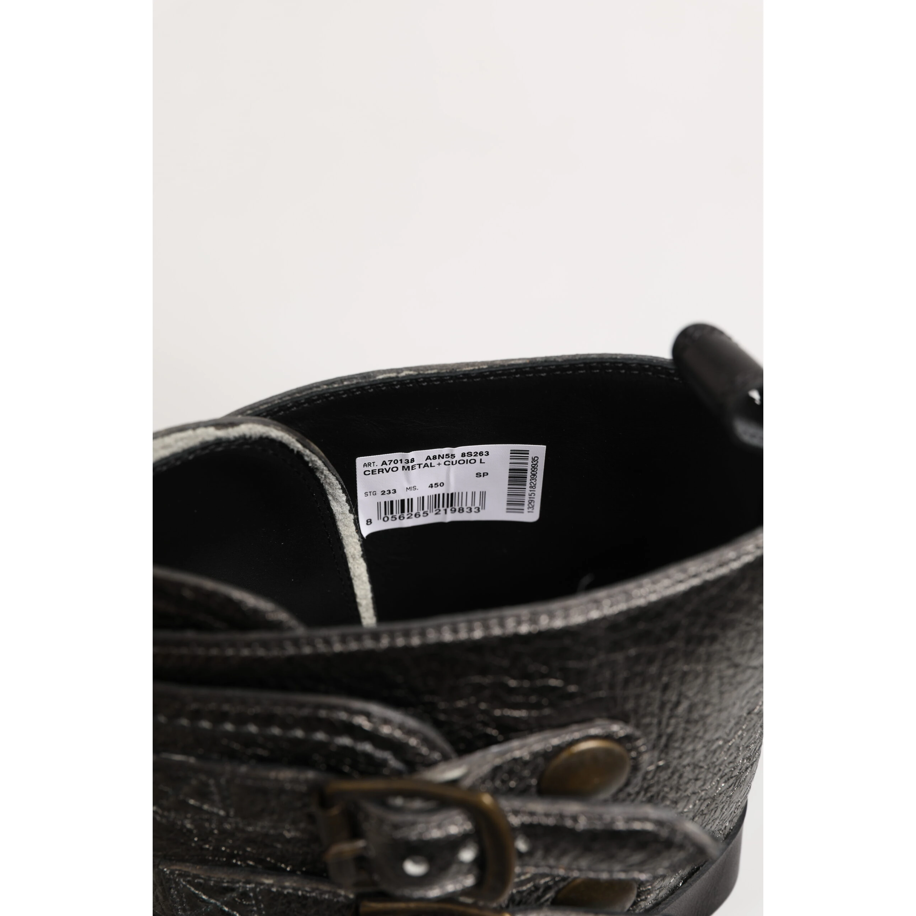 Metallic Leather Buckle Combat Boots Shoes