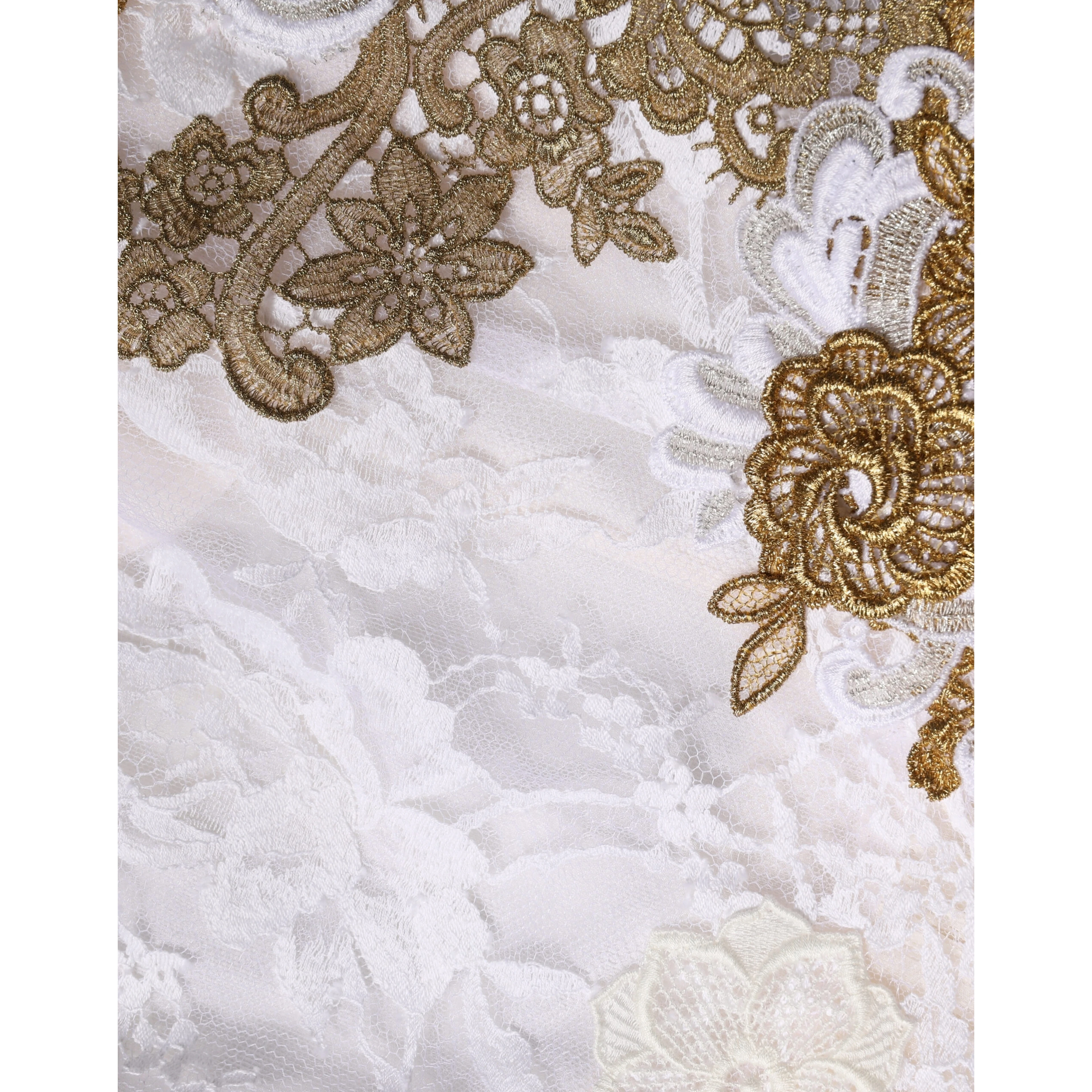 Ivory Lace Silk Embellished Sleeveless  Dress