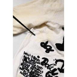 White Virgin Wool Graphic Logo Crewneck Sweater