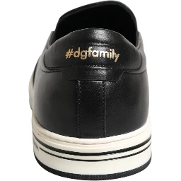 Black Leather Signature Figures Sneakers Shoes
