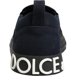 Blue Canvas Embellished Slip On Men Sneakers Shoes