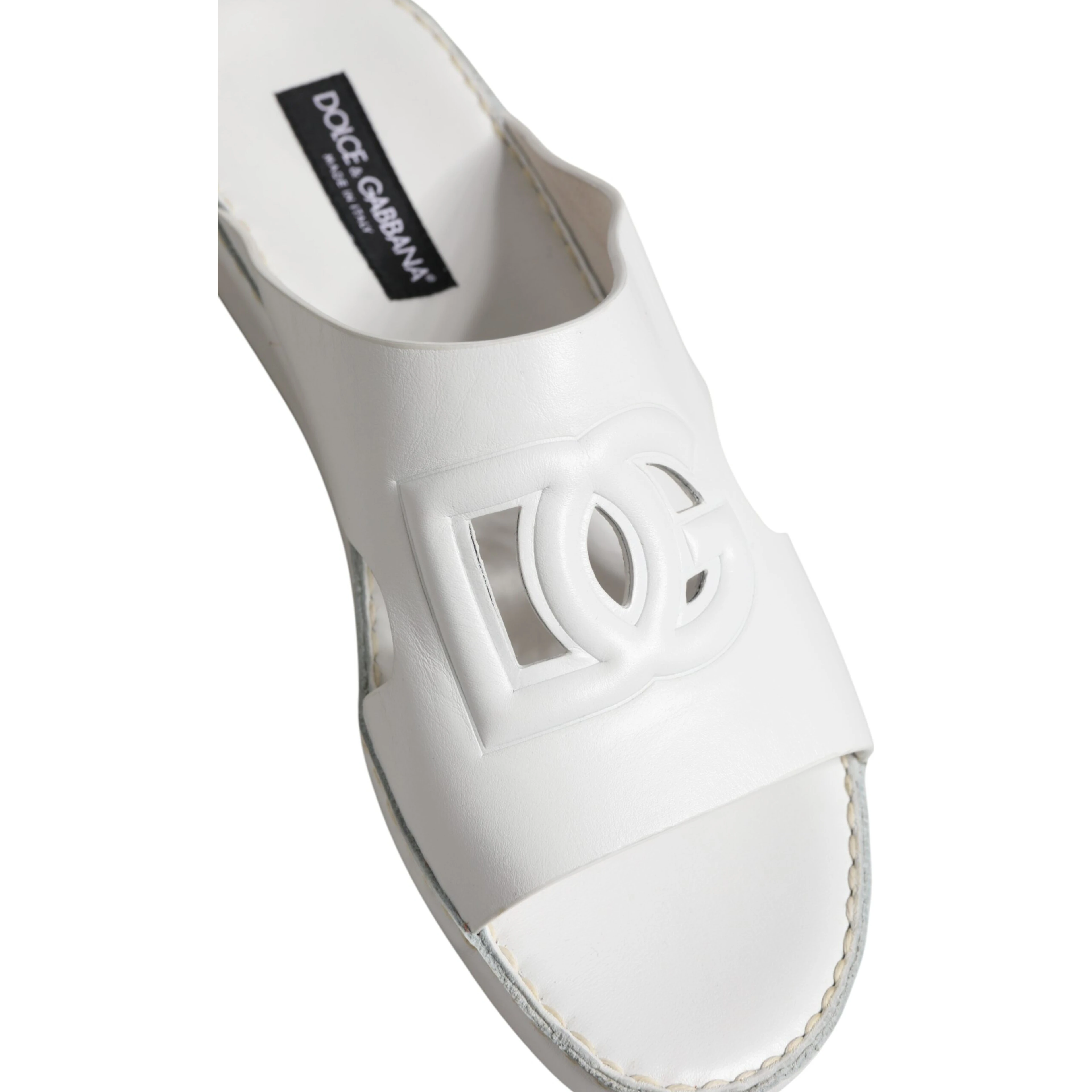 White DG Cutout Slides Slippers Flats Shoes