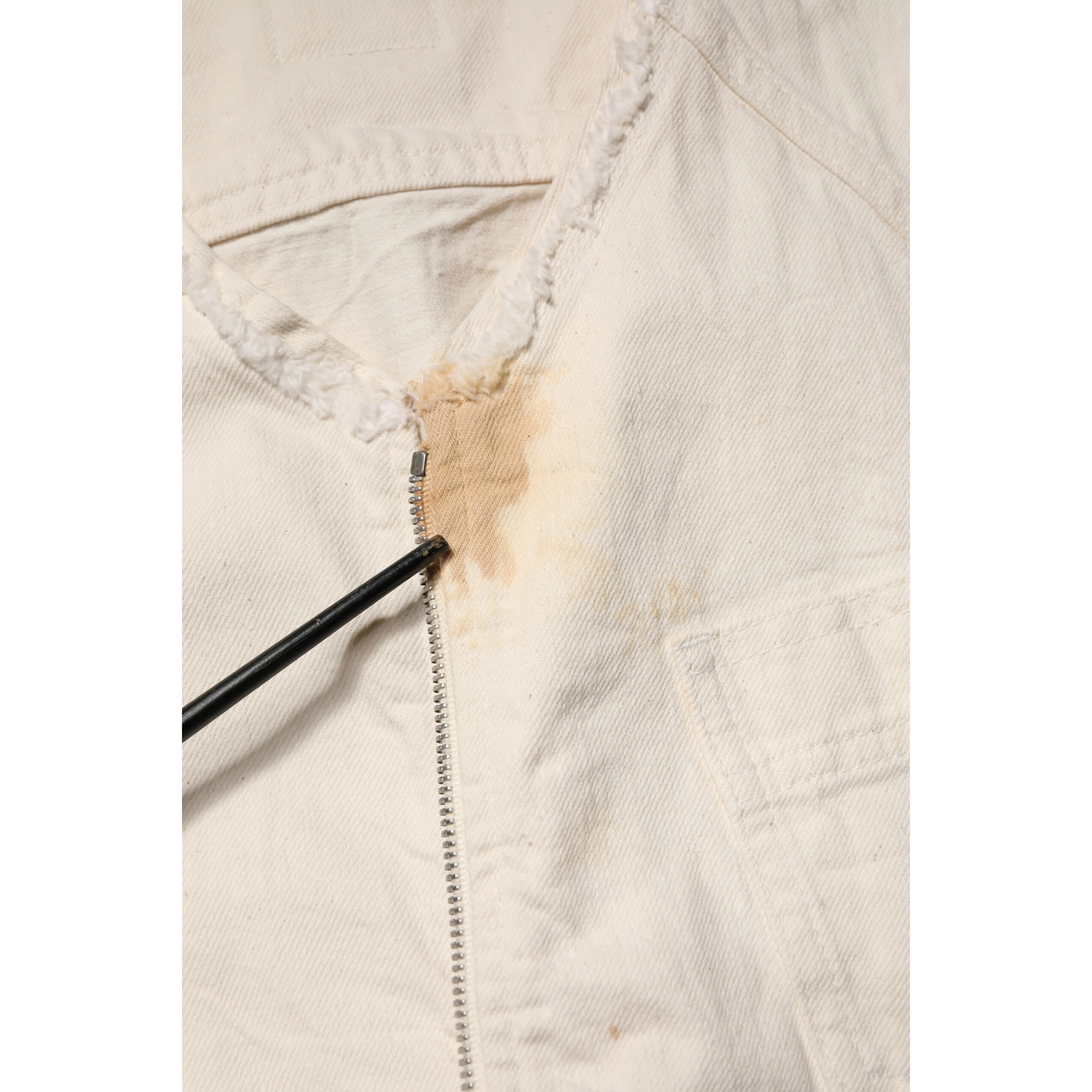 Off White Cotton Full Zip Denim Men Blouson Jacket