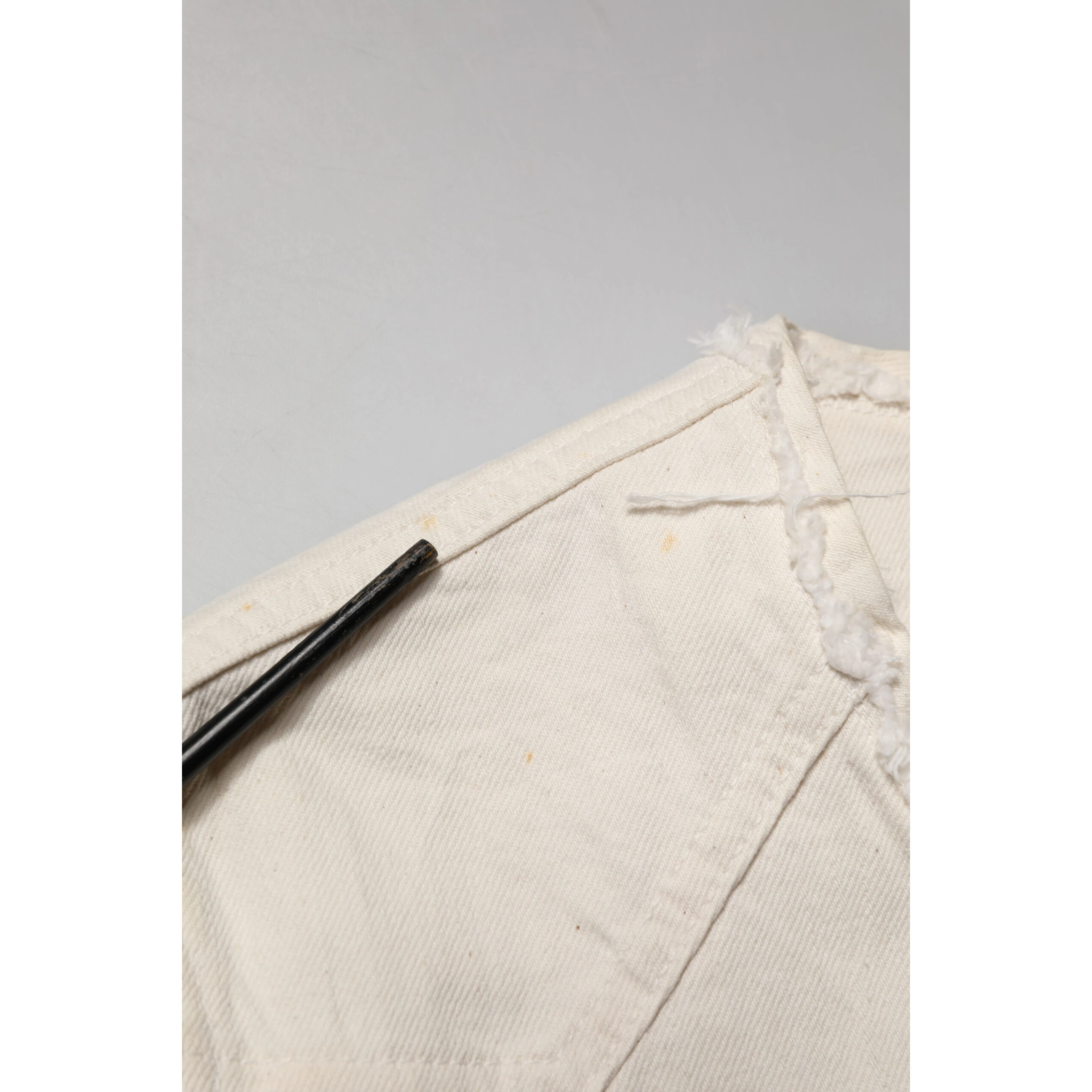 Off White Cotton Full Zip Denim Men Blouson Jacket