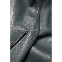 Black Leather Double Breasted 2Button Blazer