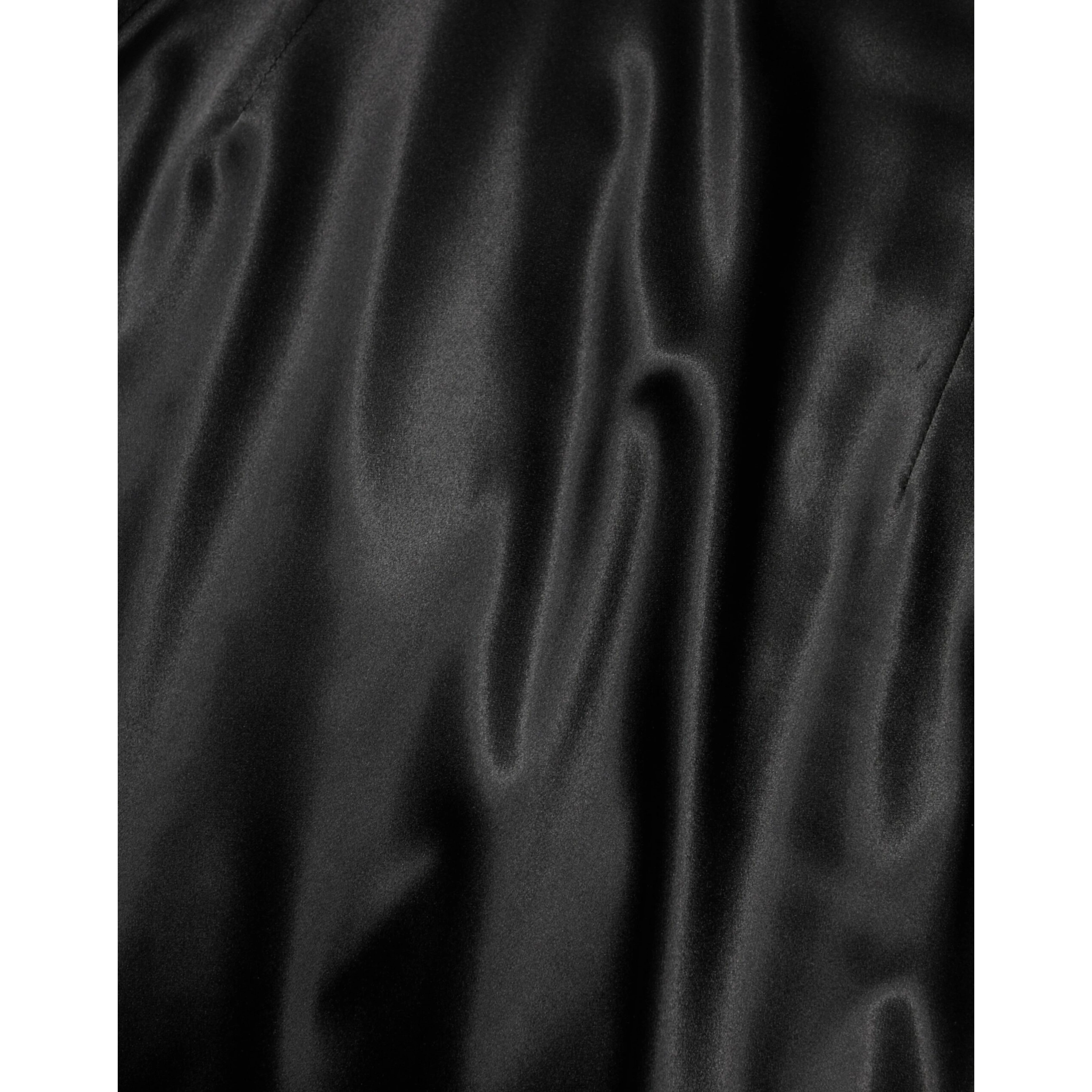 Black Satin Sheath Midi Cap Sleeves Dress