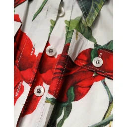White Floral Print Cotton Jumpsuit Dress