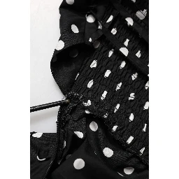 Black White Polka Dot Short Sleeves Mini Dress