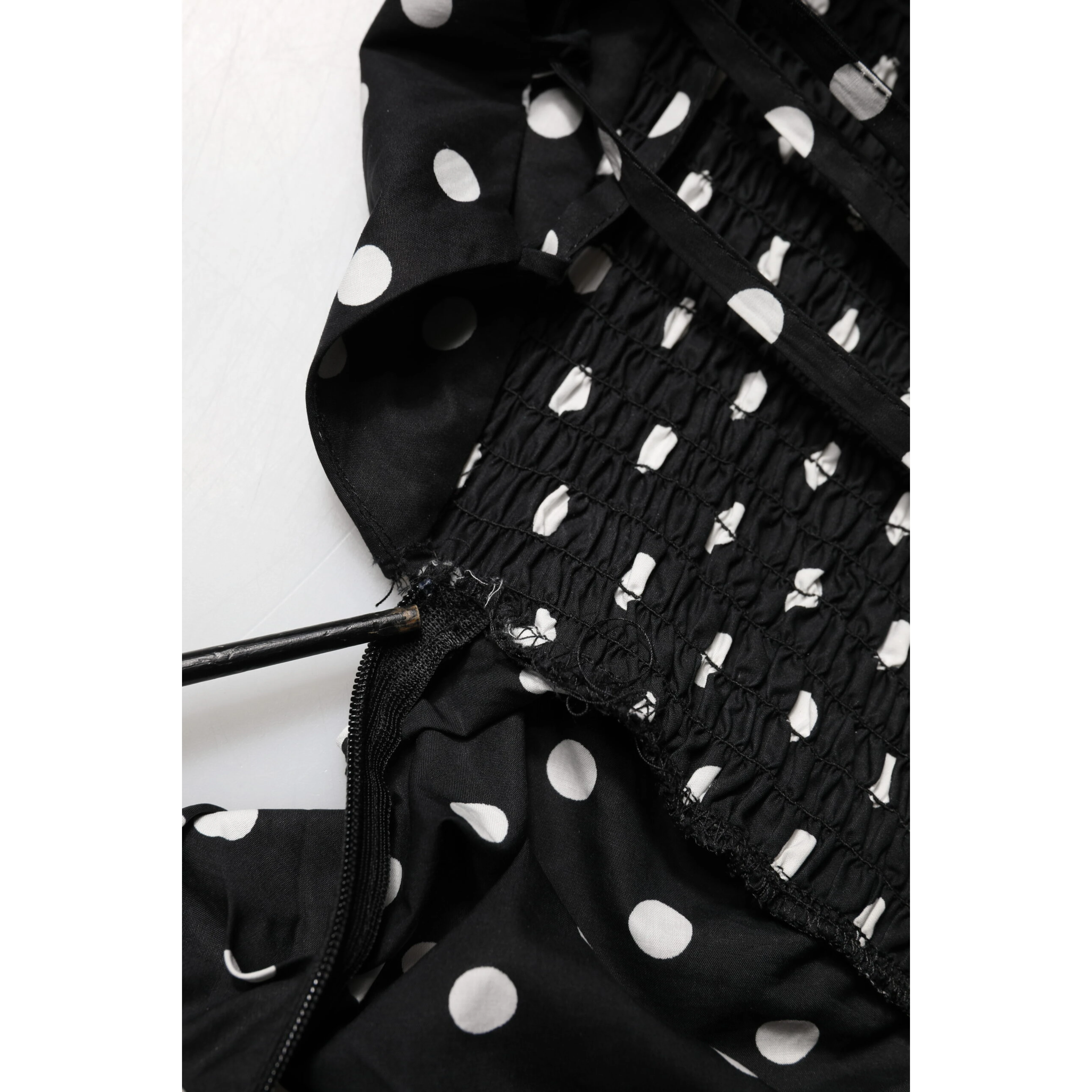 Black White Polka Dot Short Sleeves Mini Dress