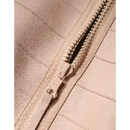 Beige Leather Short Sleeves Sheath Mini Dress