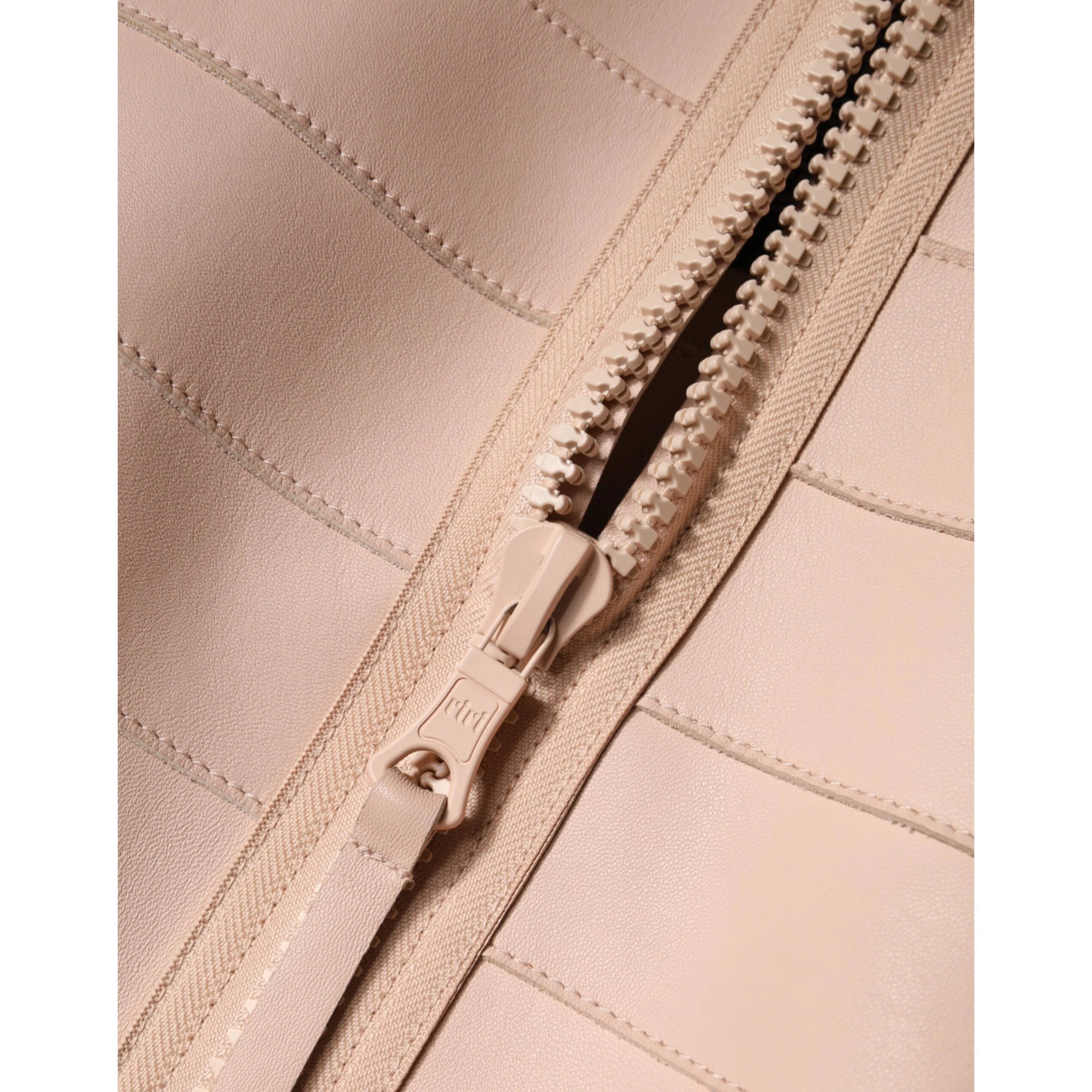 Beige Leather Short Sleeves Sheath Mini Dress