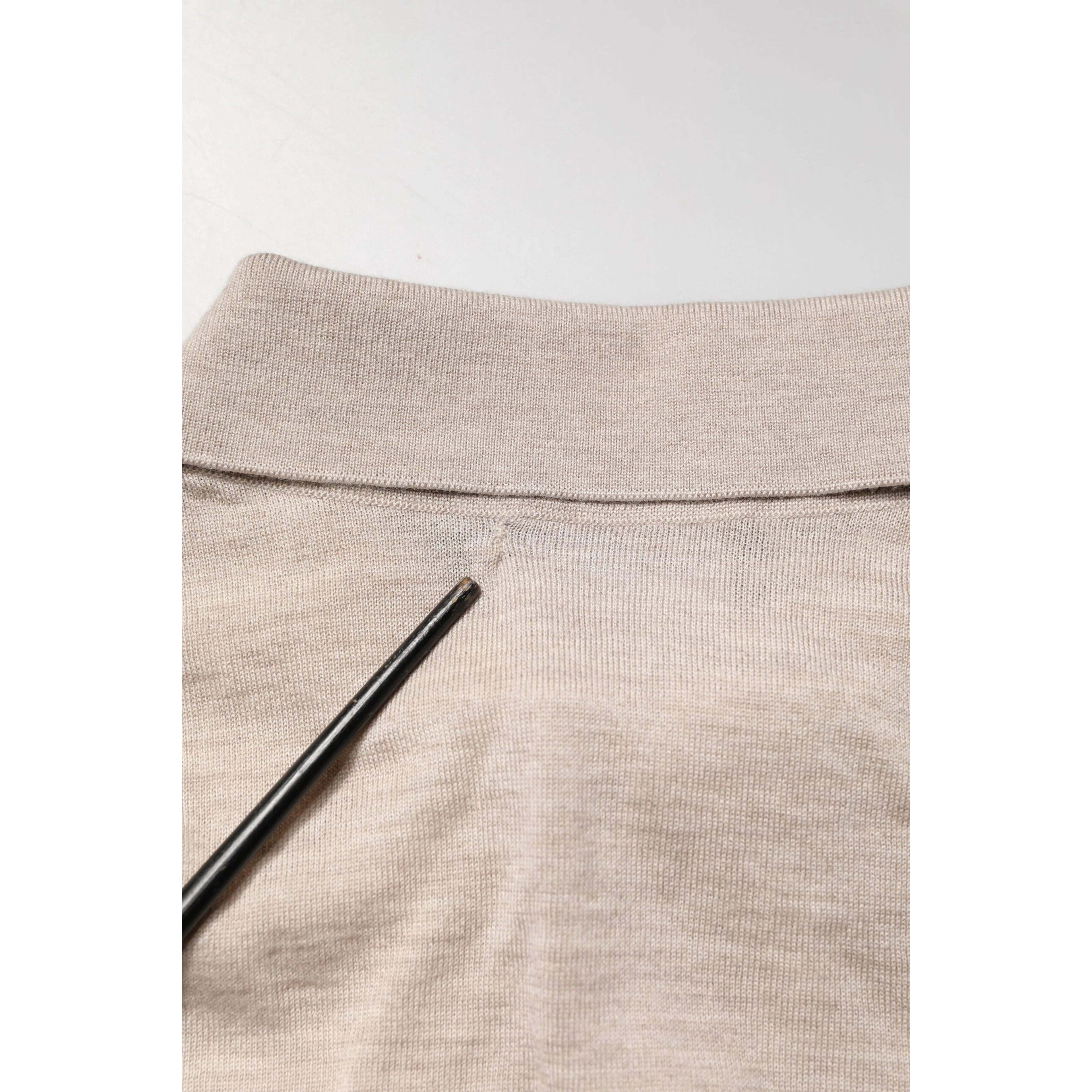 Beige Cashmere Collared PoloPullover  Sweater