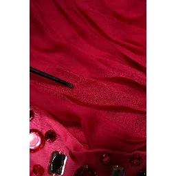 Pink Silk Embellished A-line Midi Dress