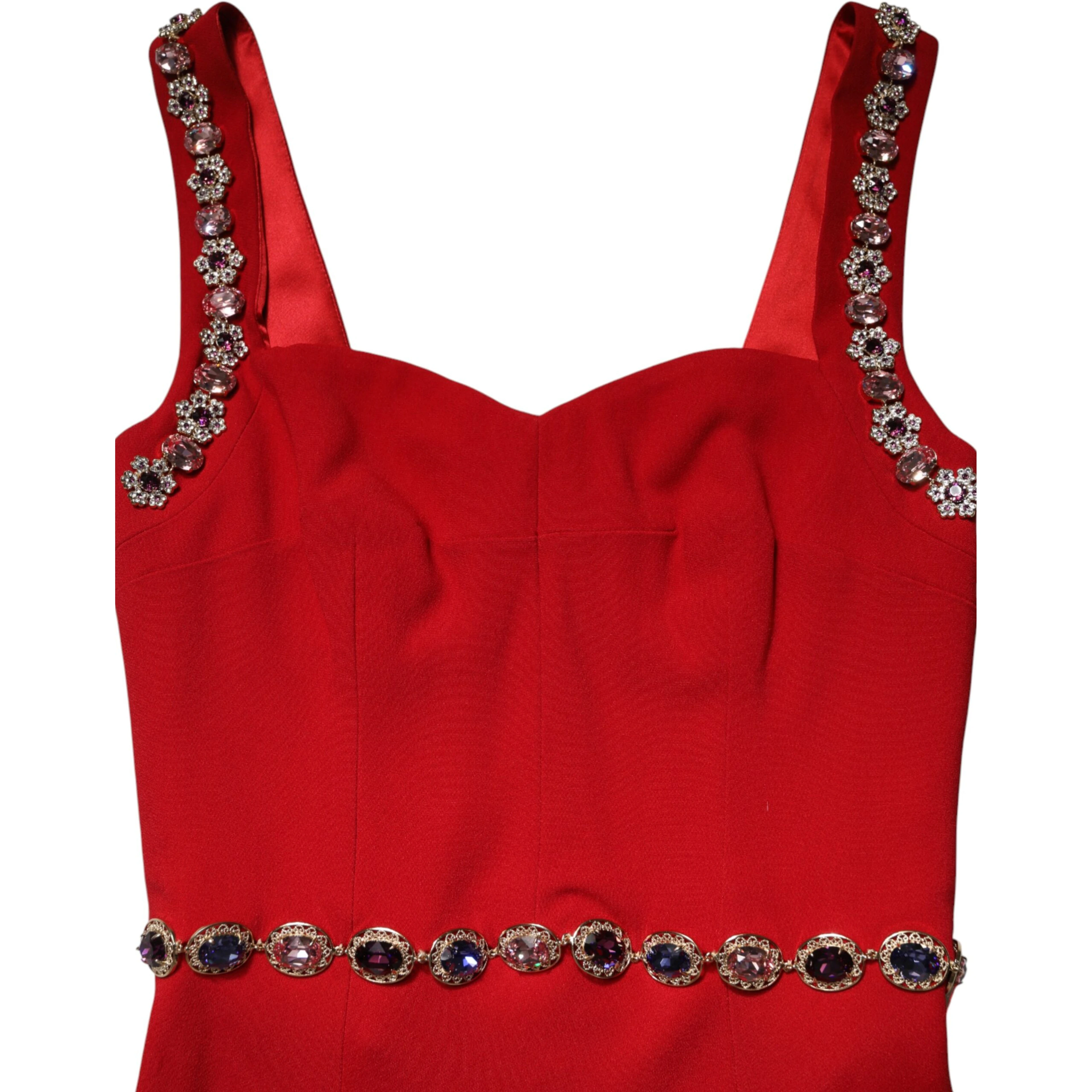 Red Embellished Sheath Mermaid Gown Dress