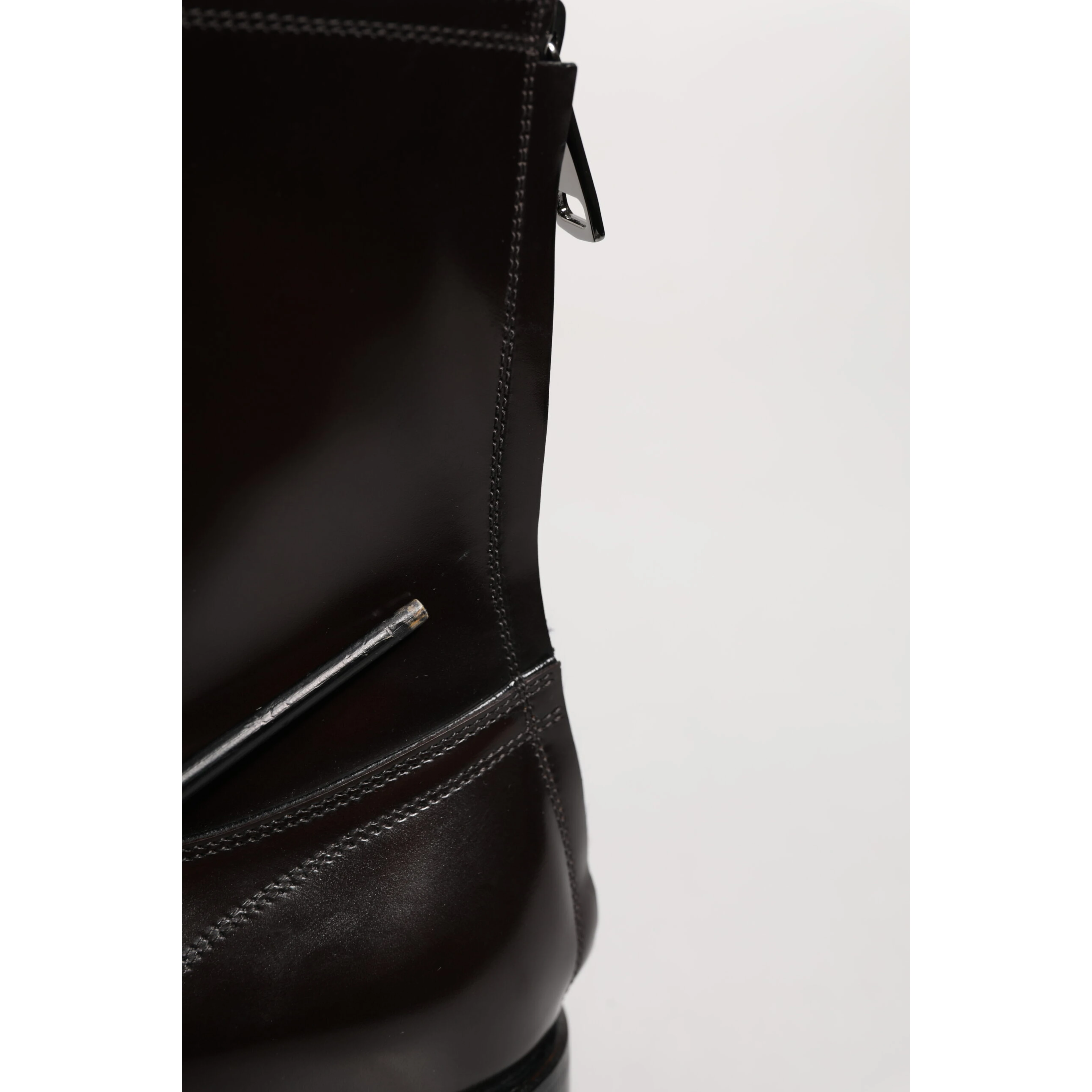 Black Leather Lace Up Mid Calf Boots Shoes