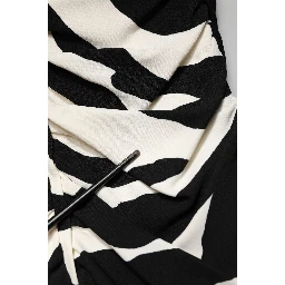 Black White Zebra Viscose Sheath Midi Dress