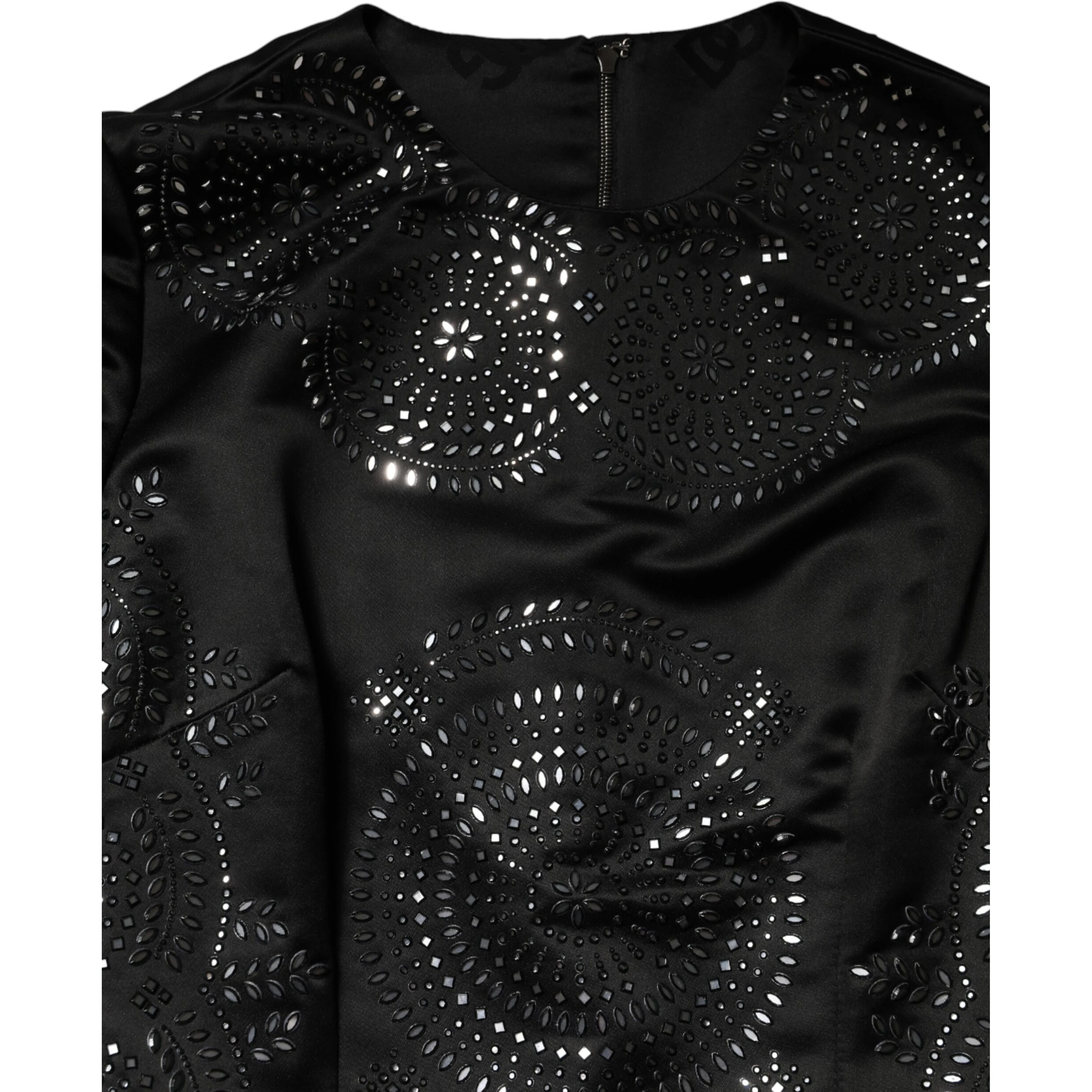 Black Embellished Short Sleeve Sheath Dress
