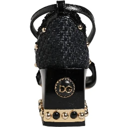 Black Studded Ankle Strap Sandals Shoes