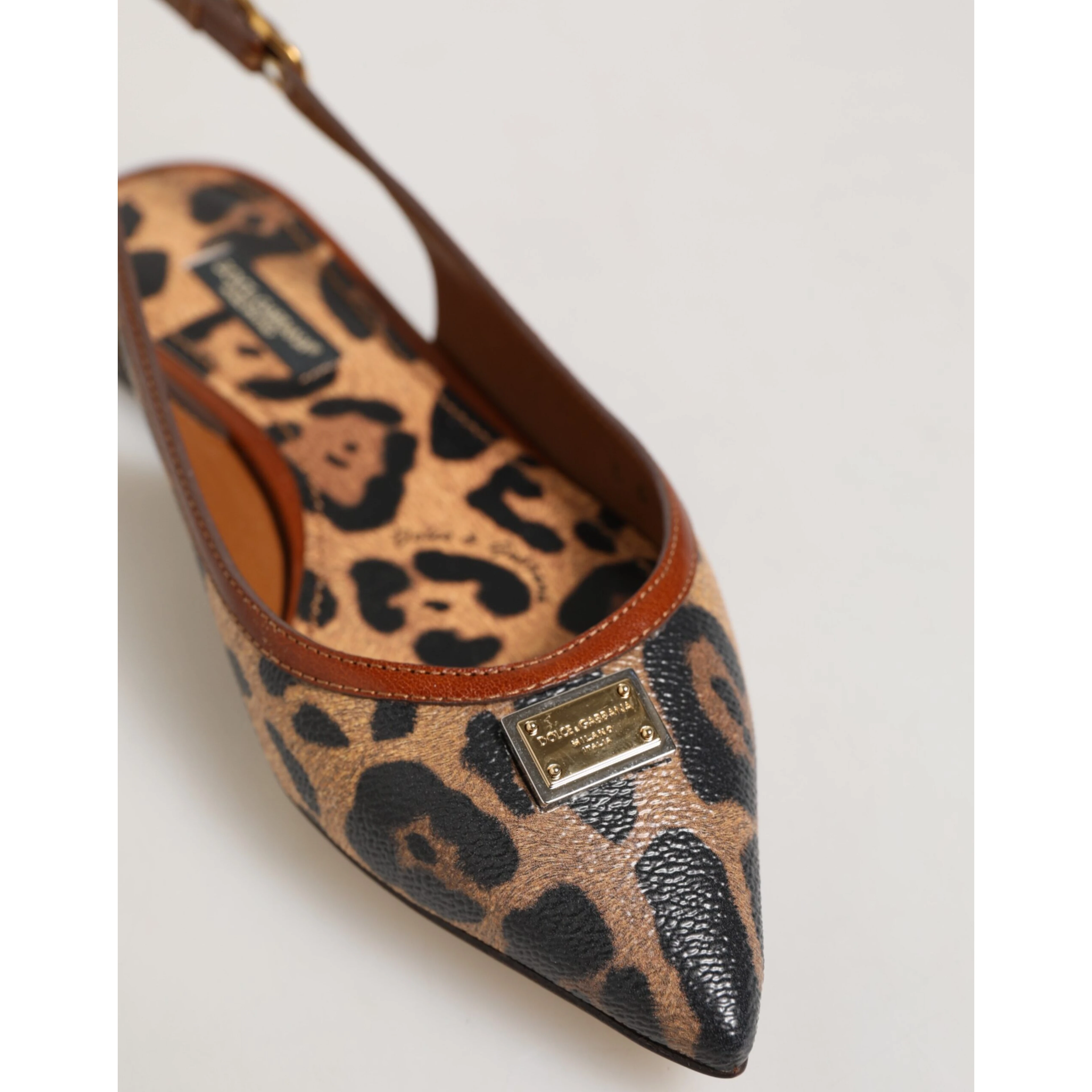 Brown Leopard Slingback Flats Sandals Shoes