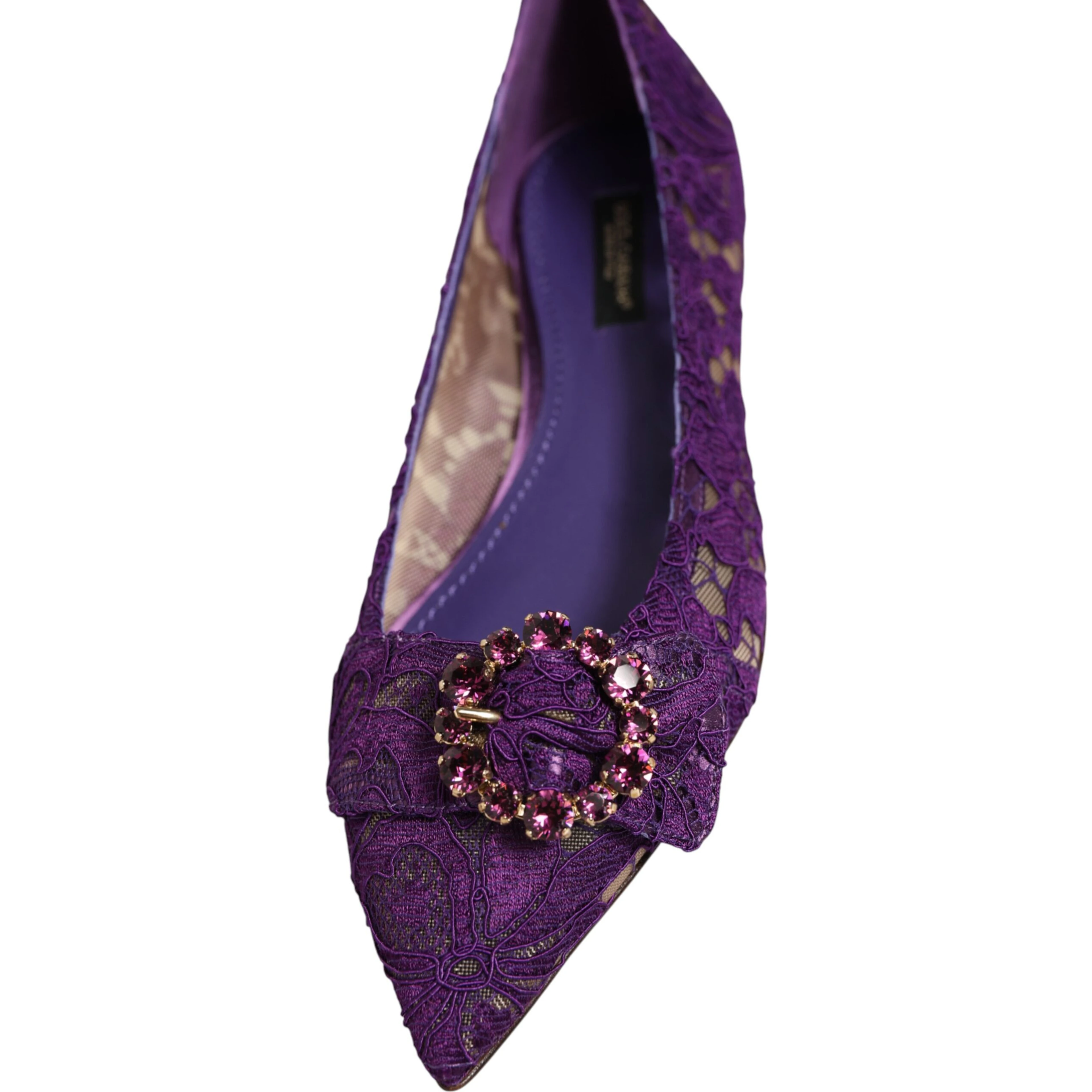 Purple Taormina Lace Crystals Flats Shoes